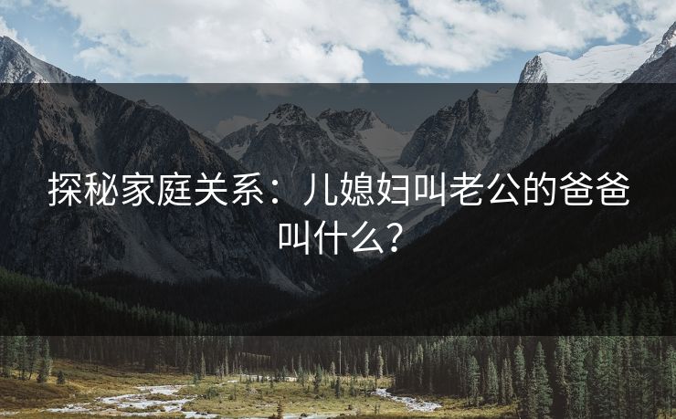 探秘家庭关系：儿媳妇叫老公的爸爸叫什么？
