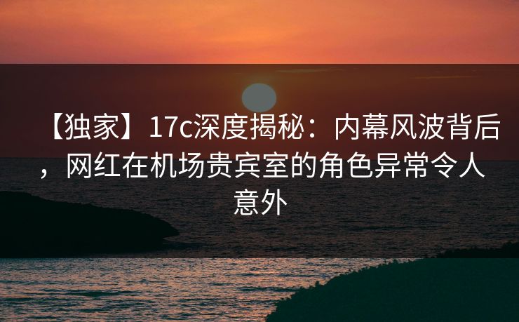 【独家】17c深度揭秘：内幕风波背后，网红在机场贵宾室的角色异常令人意外