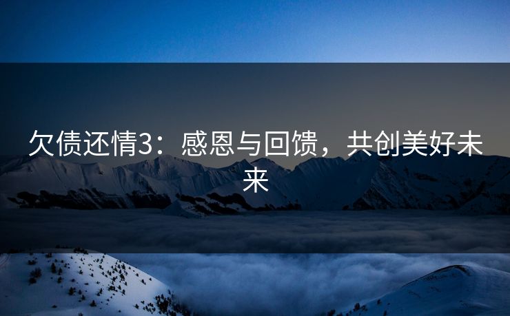 欠债还情3：感恩与回馈，共创美好未来