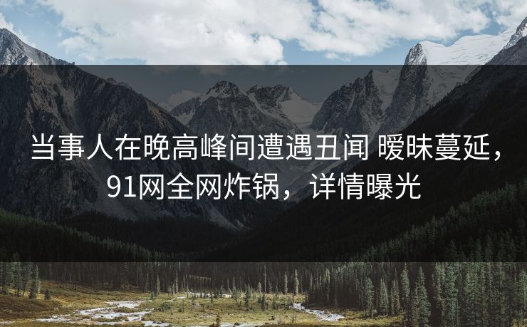 当事人在晚高峰间遭遇丑闻 暧昧蔓延，91网全网炸锅，详情曝光
